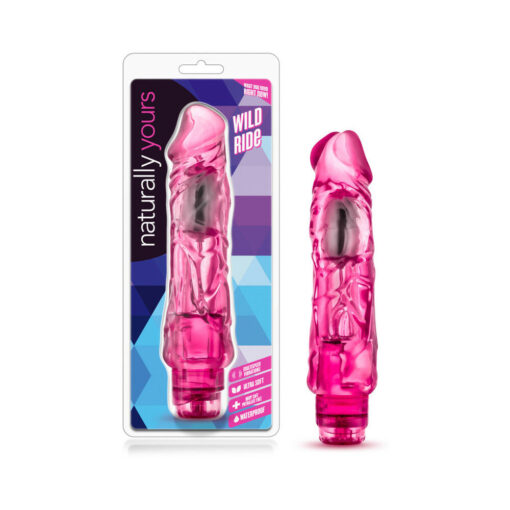 Naturally Yours Wild Ride Realistic 9 in. Vibrating Dildo Pink