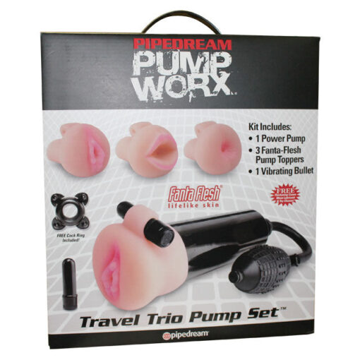 Pipedream Pump Worx 5-Piece Travel Trio Pump Set Beige-Black