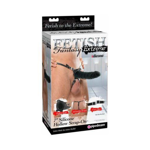 Pipedream Fetish Fantasy Extreme Adjustable 7 in. Silicone Hollow Strap-On Black