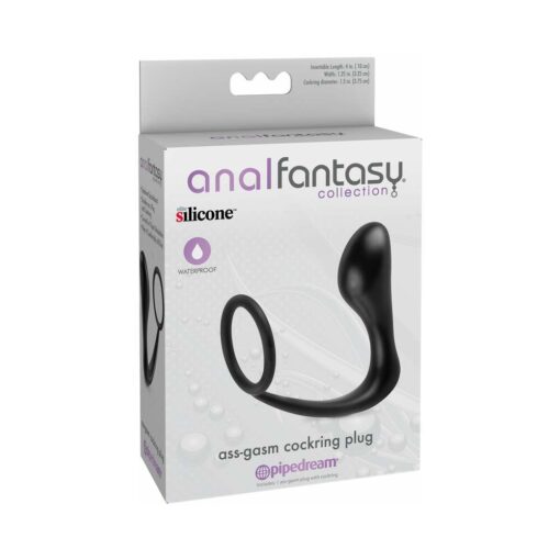 Pipedream Anal Fantasy Collection Silicone Ass-Gasm Cockring Plug Black