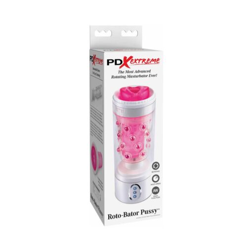 PDX Roto-Bator Pussy Rotating Masturbator Clear-Pink