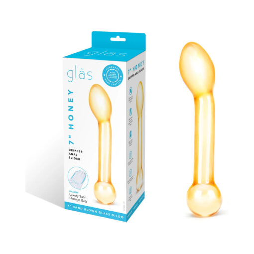 Glas 7 in. Honey Dripper Anal Slider Prostate Stimulating Glass Dildo