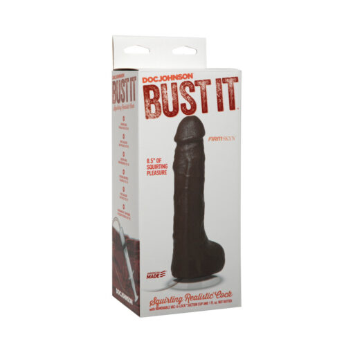 Bust It Squirting Realistic Cock Black w-1oz Nut Butter