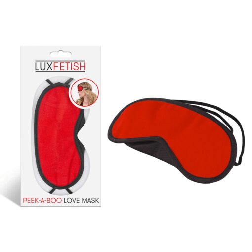 Lux Fetish Peek-A-Boo Love Mask Blindfold Red