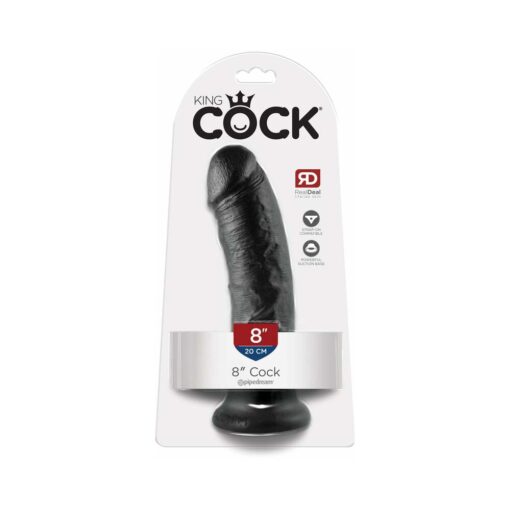 King Cock 8 in. Cock Realistic Dildo With Suction Cup Black