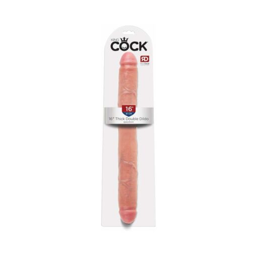 King Cock 16 in. Thick Double Dildo Realistic Beige