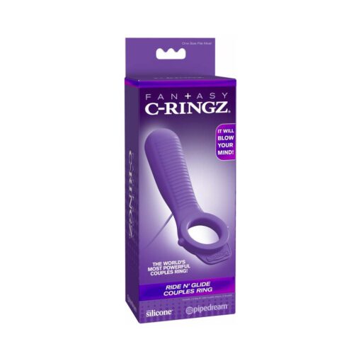 Pipedream Fantasy C-Ringz Remote-Controlled Vibrating Ride N Glide Couples Ring Purple