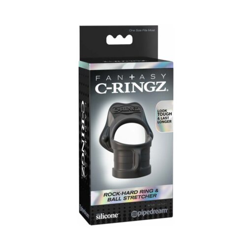 Fantasy C-Ringz Rock-Hard Ring & Ball Stretcher Silicone Sling Black