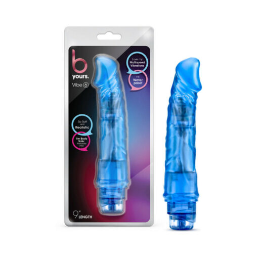 B Yours Vibe 6 Realistic 9.25 in. Vibrating Dildo Blue