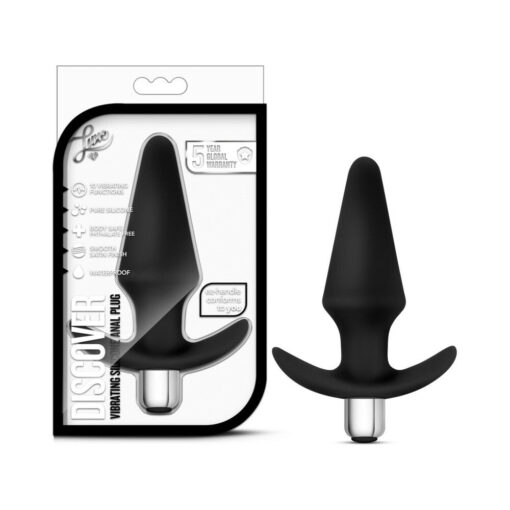 Luxe Discover Vibrating Silicone Anal Plug Black