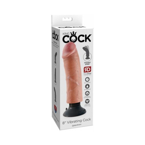 Pipedream King Cock 8 in. Vibrating Cock Poseable Dildo With Suction Cup Beige