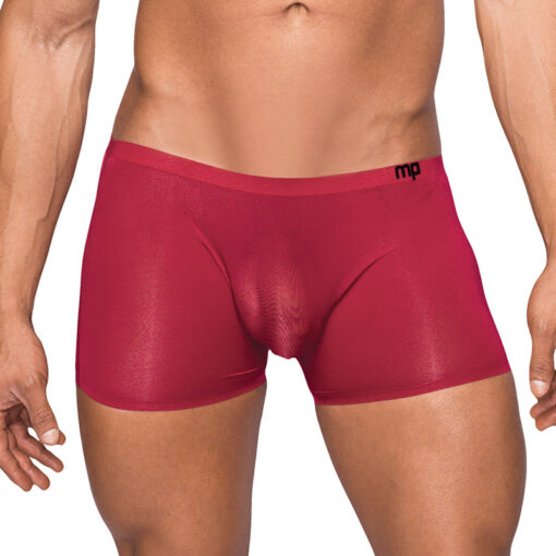 Male Power Seamless Sleek Sleek Short w-sheer pouch Wine Small