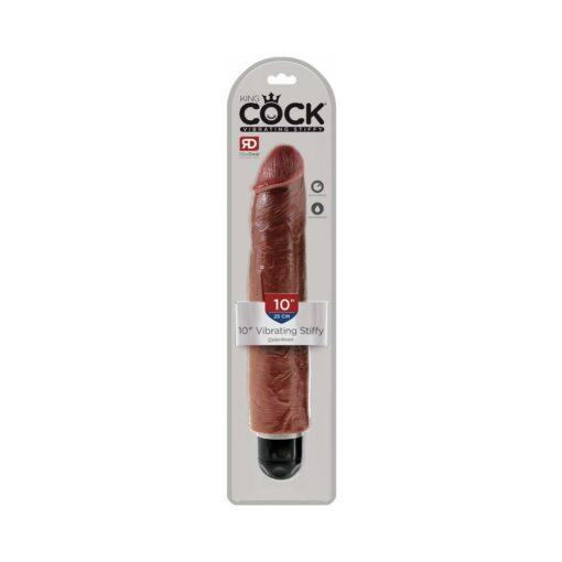 Pipedream King Cock 10 in. Vibrating Stiffy Realistic Dildo Brown