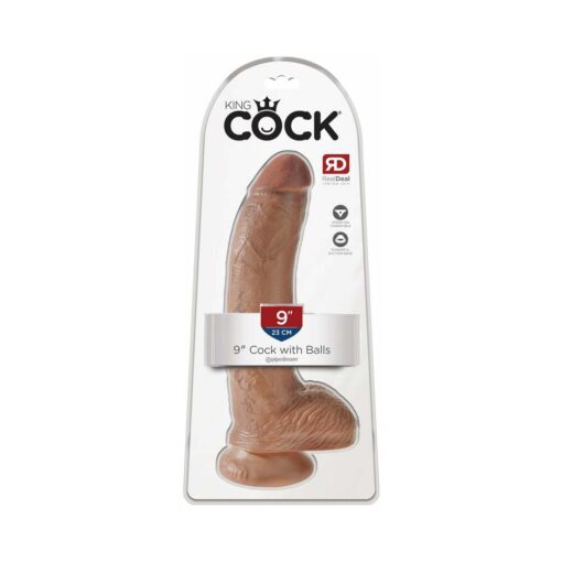 Pipedream King Cock 9 in. Cock With Balls Realistic Suction Cup Dildo Tan