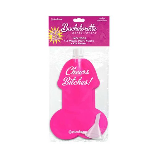 Pipedream Bachelorette Party Favors 3-Piece Pecker Party Flask Pink