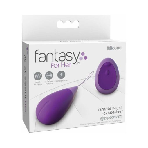 Fantasy For Her Remote Kegel Excite-Her Rechargeable Silicone Trainer Purple