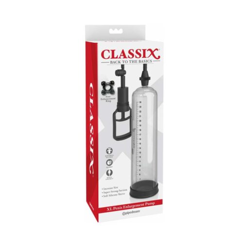 Pipedream Classix XL Penis Enlargement Pump Clear-Black