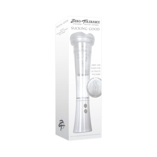 Zero Tolerance Sucking Good Rechargeable Vibrating Vacuum Pump Stroker Clear-White