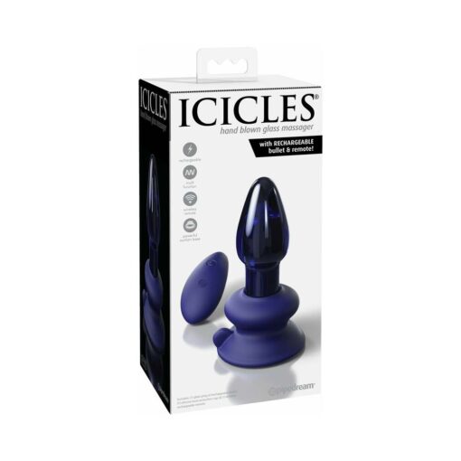 Pipedream Icicles No. 85 Rechargeable Remote-Controlled Vibrating Anal Plug With Suction Cup Blue