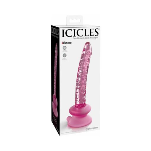 Pipedream Icicles No. 86 Realistic 7 in. Glass Dildo With Suction Cup Pink