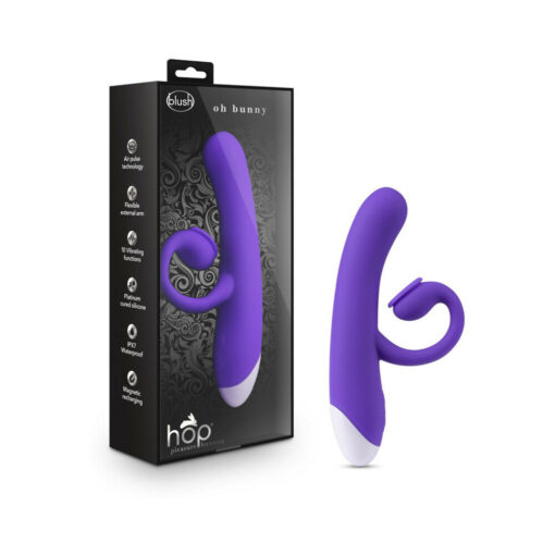 Hop Oh Bunny Rechargeable Silicone Air Pulse Dual Stimulation Vibrator Midnight