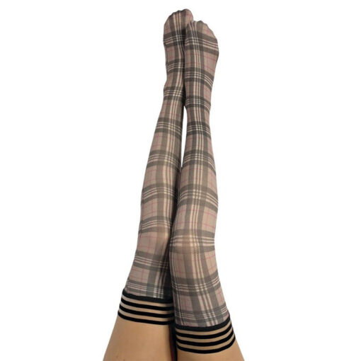 Kixies Lori Plaid Thigh-High Tan-Grey Size A