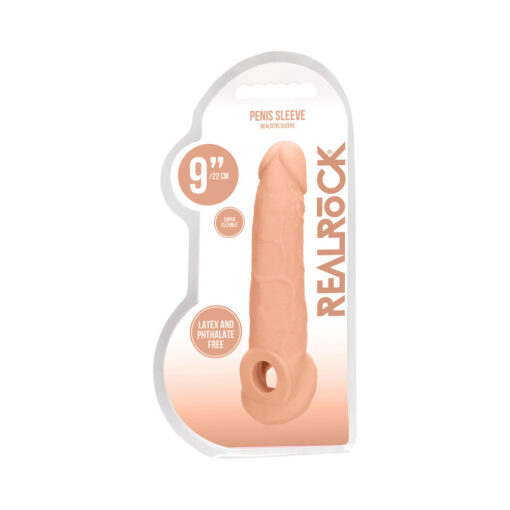 RealRock Realistic 9 in. Penis Sleeve Extender Sling Beige