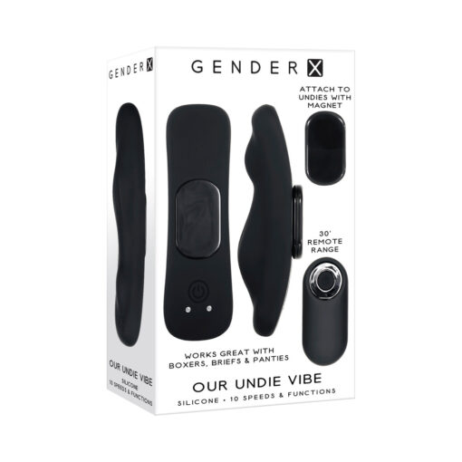 Gender X Our Undie Vibe Rechargeable Remote-Controlled Magnetic Silicone Underwear Vibrator Black