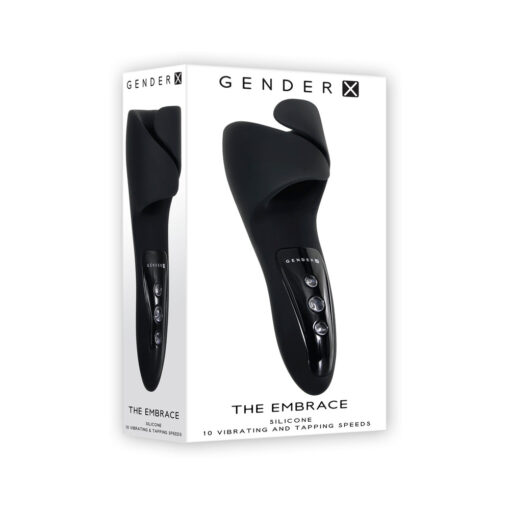 Gender X The Embrace Rechargeable Vibrating Pulsing Silicone Masturbator Black