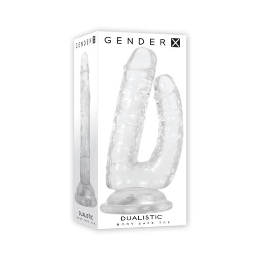 Gender X Dualistic Double-Shafted Dildo With Suction Cup Base Clear