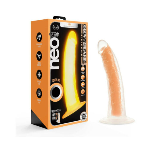 Neo Elite Glow in the Dark Viper 7 in. Dual-Density Dildo Neon Orange