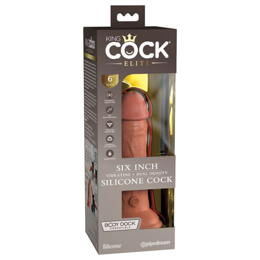 Pipedream King Cock Elite 6 in. Vibrating Realistic Dildo With Suction Cup Tan