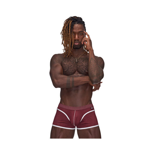 Male Power Sport Mesh Sport Mini Short Burgundy S