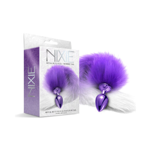 Nixie Metal Butt Plug With Ombre Tail Purple Metallic