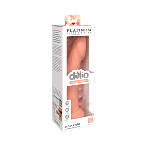 Dillio Platinum Collection Super Eight 8 in. Silicone Dildo Peach