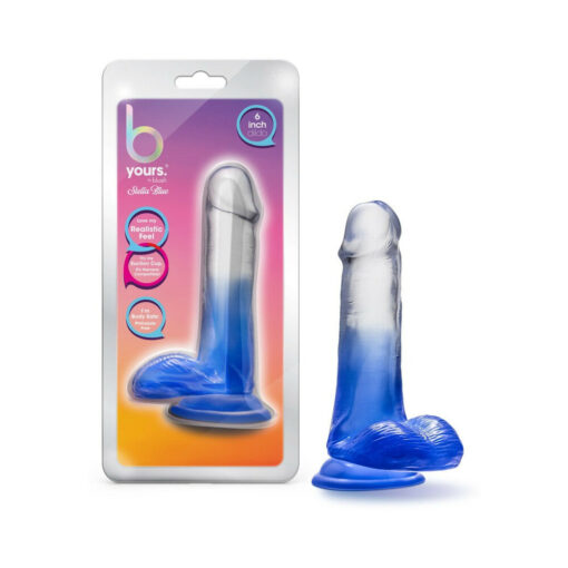 B Yours Stella Blue 6 in. Dildo with Balls Blue