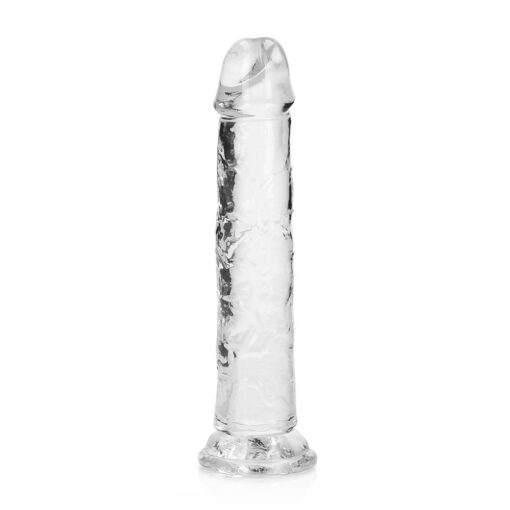 RealRock Crystal Clear Straight 7 in. Dildo Without Balls Clear