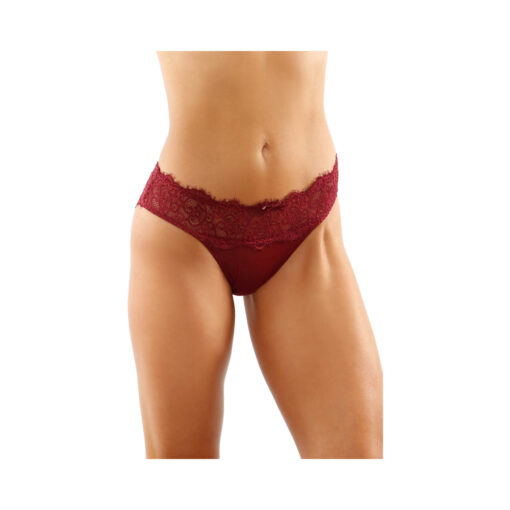 Ivy Lace Bikini Panty With Lattice Cut-Out Back Garnet S-M