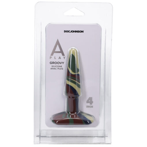 A-Play Groovy 4 in. Silicone Anal Plug Camouflage