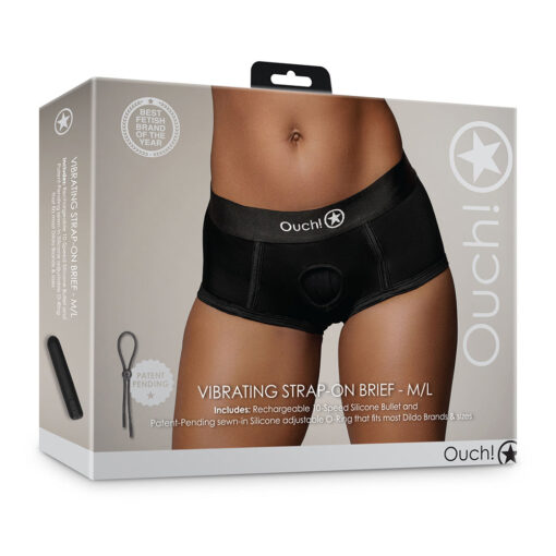 Ouch! Vibrating Strap-on Brief Black M-L