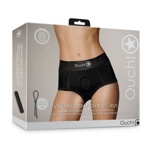 Ouch! Vibrating Strap-on Brief Black XS-S