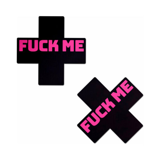 Pastease Fuck Me Crosses Pasties Black-Pink