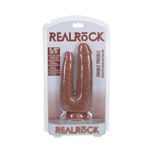 RealRock Double Trouble 5 in. - 6 in. Dildo Tan