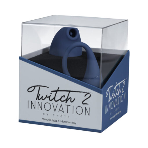 Twitch 2 Rechargeable Suction and Flapping Vibrator with Remote Control Vibrating Egg Blue-Grey