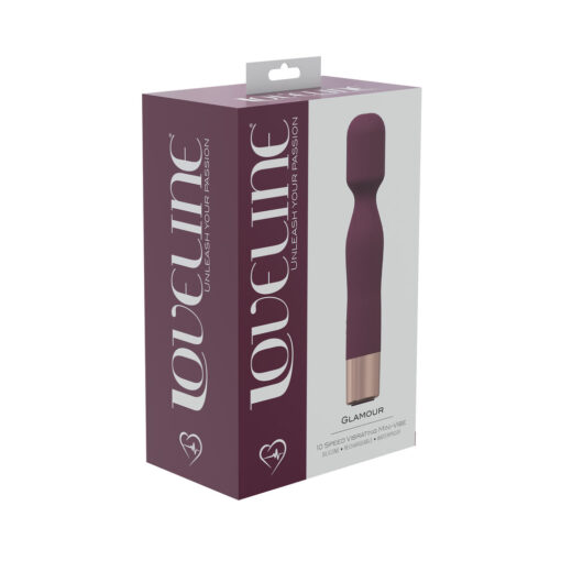 LoveLine Glamour 10 Speed Mini-Wand Silicone Rechargeable Waterproof Burgundy