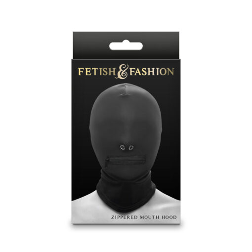 Fetish & Fashion Zippered Mouth Hood Black