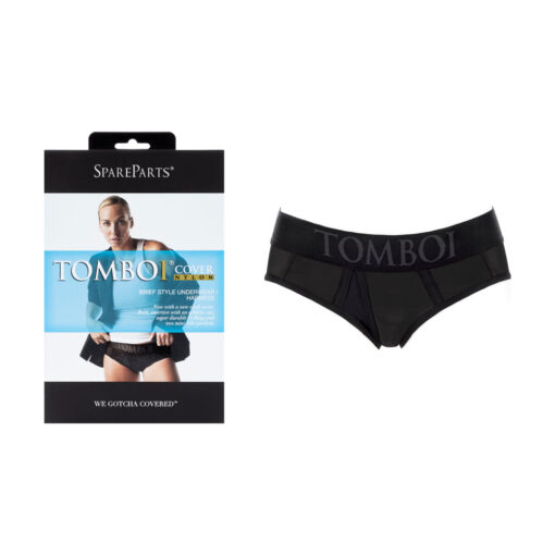 SpareParts Tomboi Cover Brief Style Underwear Harness Nylon Black-Black XS