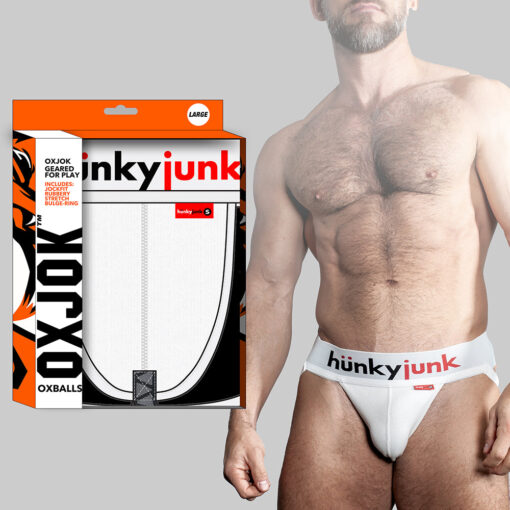 Oxballs Oxjok Hunker Comfy-Pouch Slider-Strap Jock White Snow L