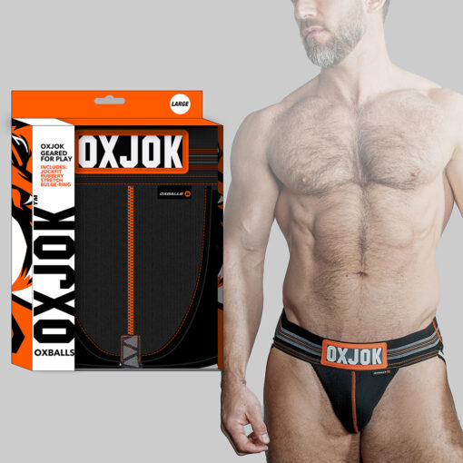 Oxballs Oxjok Slingjock Upthrust Slider-Strap Jock Black Iron 2XL