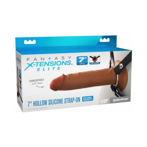 Fantasy X-Tensions Elite Hollow Silicone Strap-On 7 in. Brown